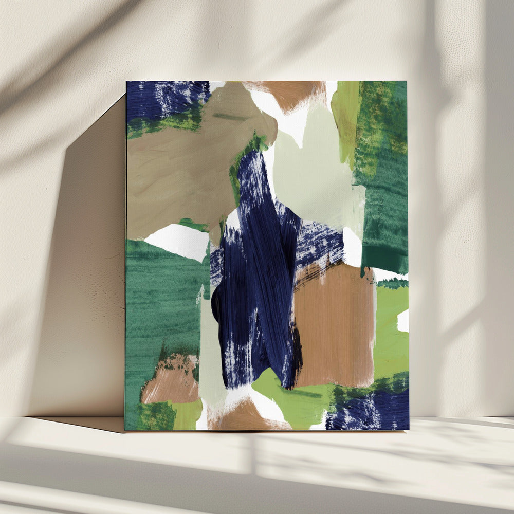 Abstrakt Blau Grün Beige Nr. 1 | Leinwand