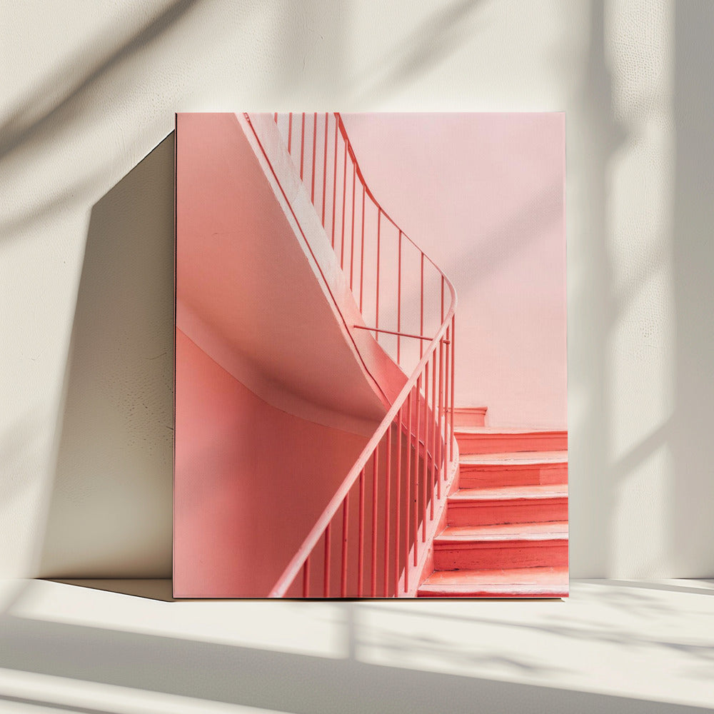 Pink Steps Cannes | Architektonischer Minimalismus | Leinwand