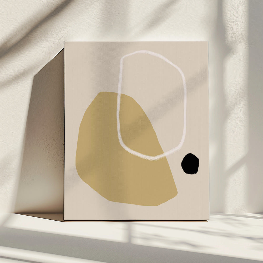 Beige und schwarze geometrische Formen | Leinwand