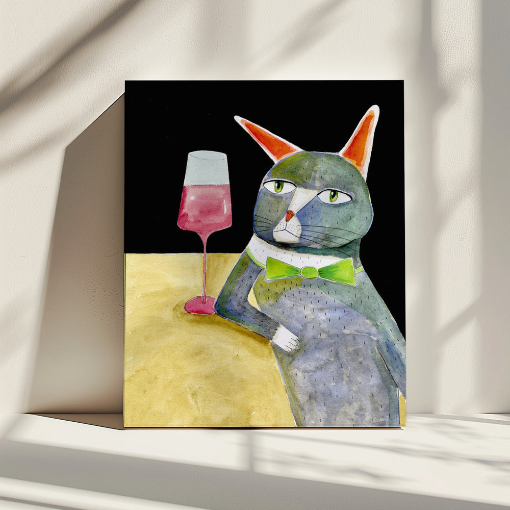 Barkatze mit Fliege | Leinwand