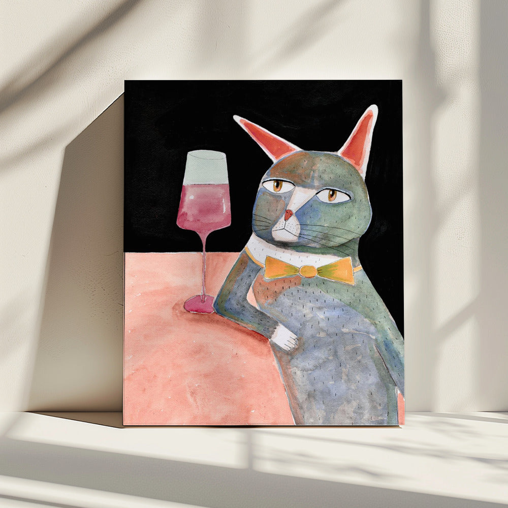 Barkatze mit Fliege | Leinwand