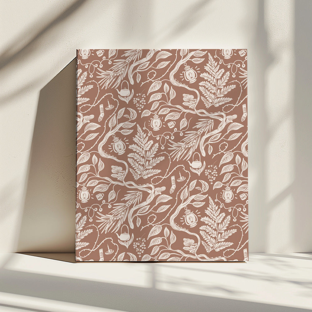 Cabincore Scene Pattern - Mocha Mousse | Canvas