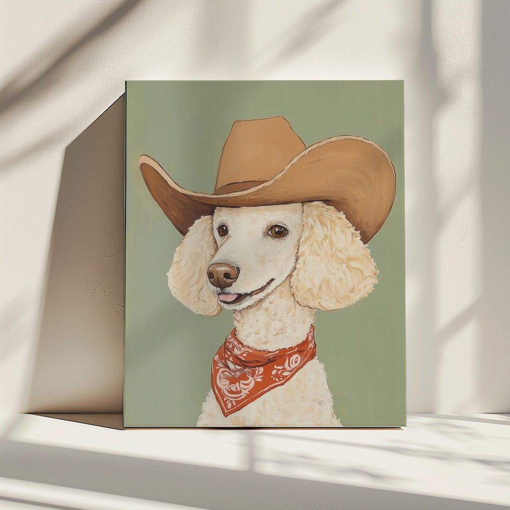 Cowboy Pudel Hund | Leinwand