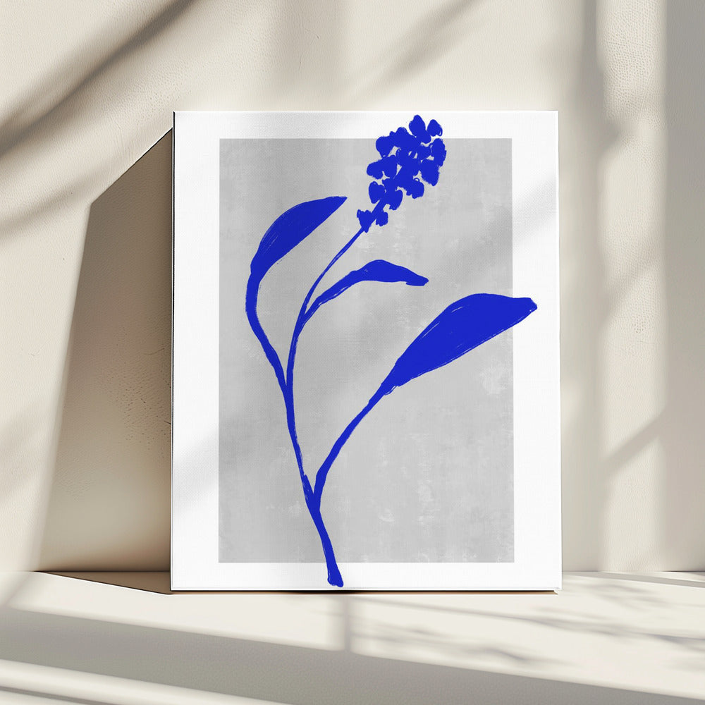 Azurblaue Blütensilhouette | Leinwand