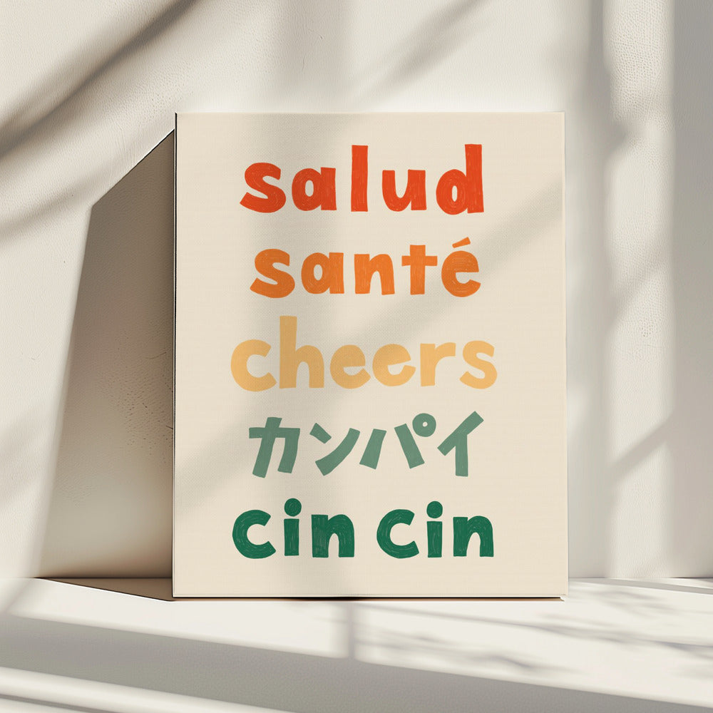 Prost Typografie - Salud Santé Prost Kanpai Cin cin | Leinwand