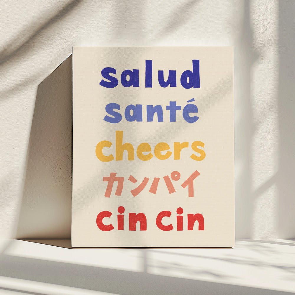 Prost Typografie - Salud Santé Prost Kanpai Cin cin | Leinwand
