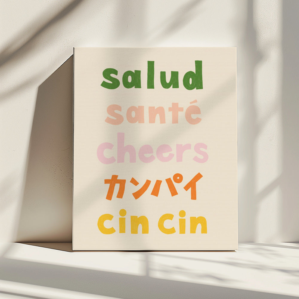 Prost Typografie - Salud Santé Prost Kanpai Cin cin | Leinwand