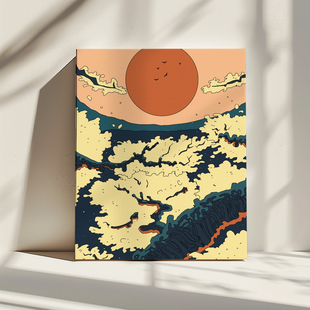 Abstrakter japanischer Sonnenuntergang | Leinwand
