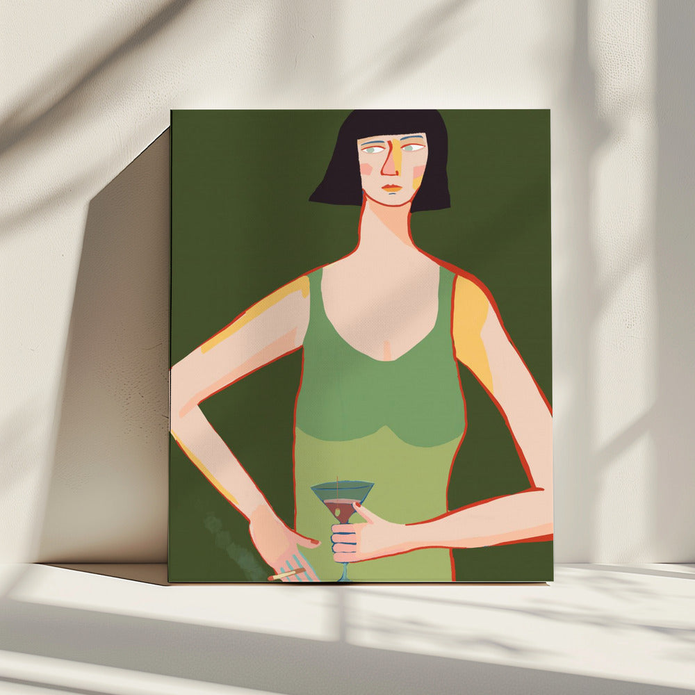 Dame mit Cocktail | Leinwand