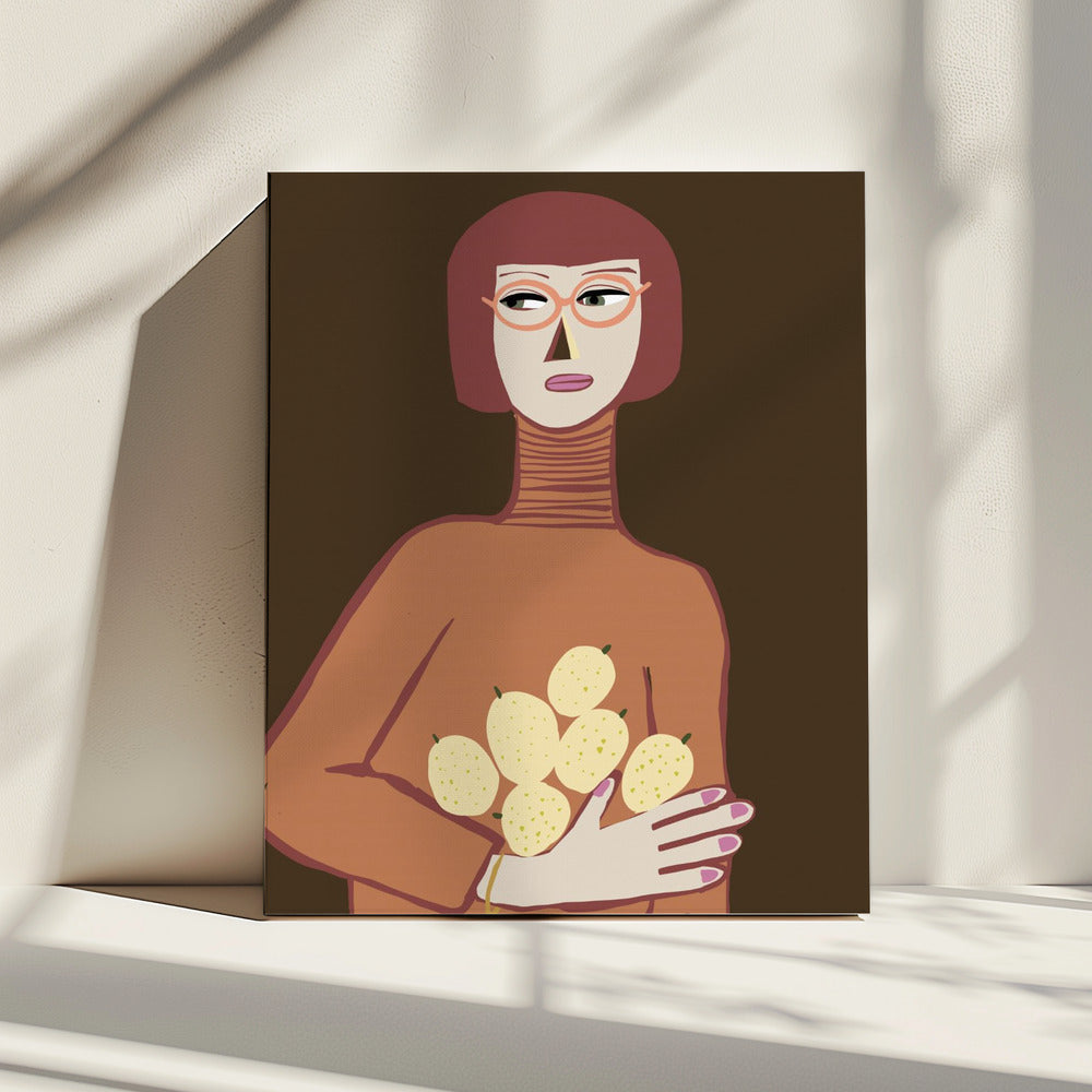 Dame mit Zitronen | Leinwand