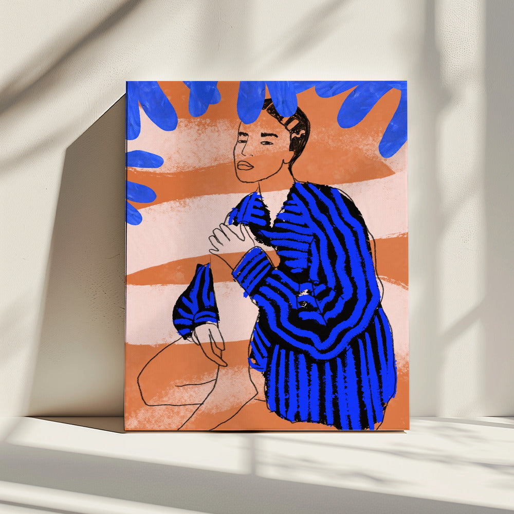 Blau gestreifte Träume | Leinwand