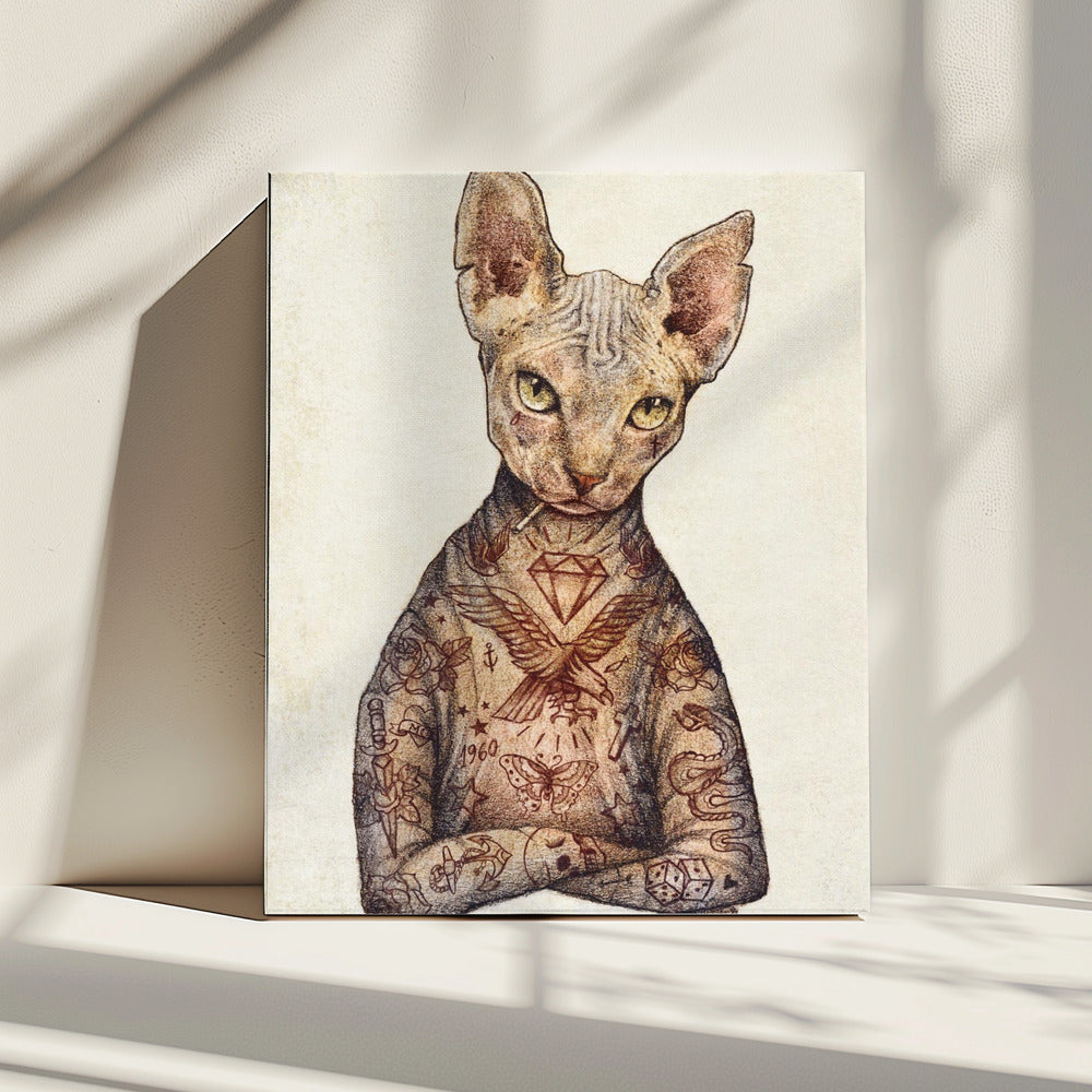 Stilvolle Tattoo Katze | Leinwand
