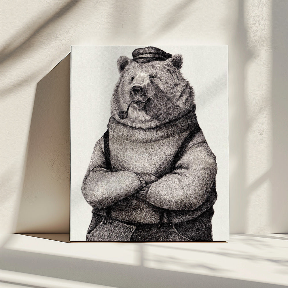 Bär im Vintage-Outfit | Leinwand