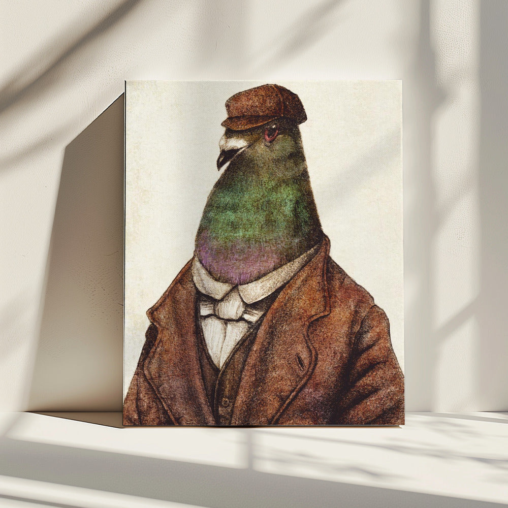 Taube in Vintage-Kleidung | Leinwand