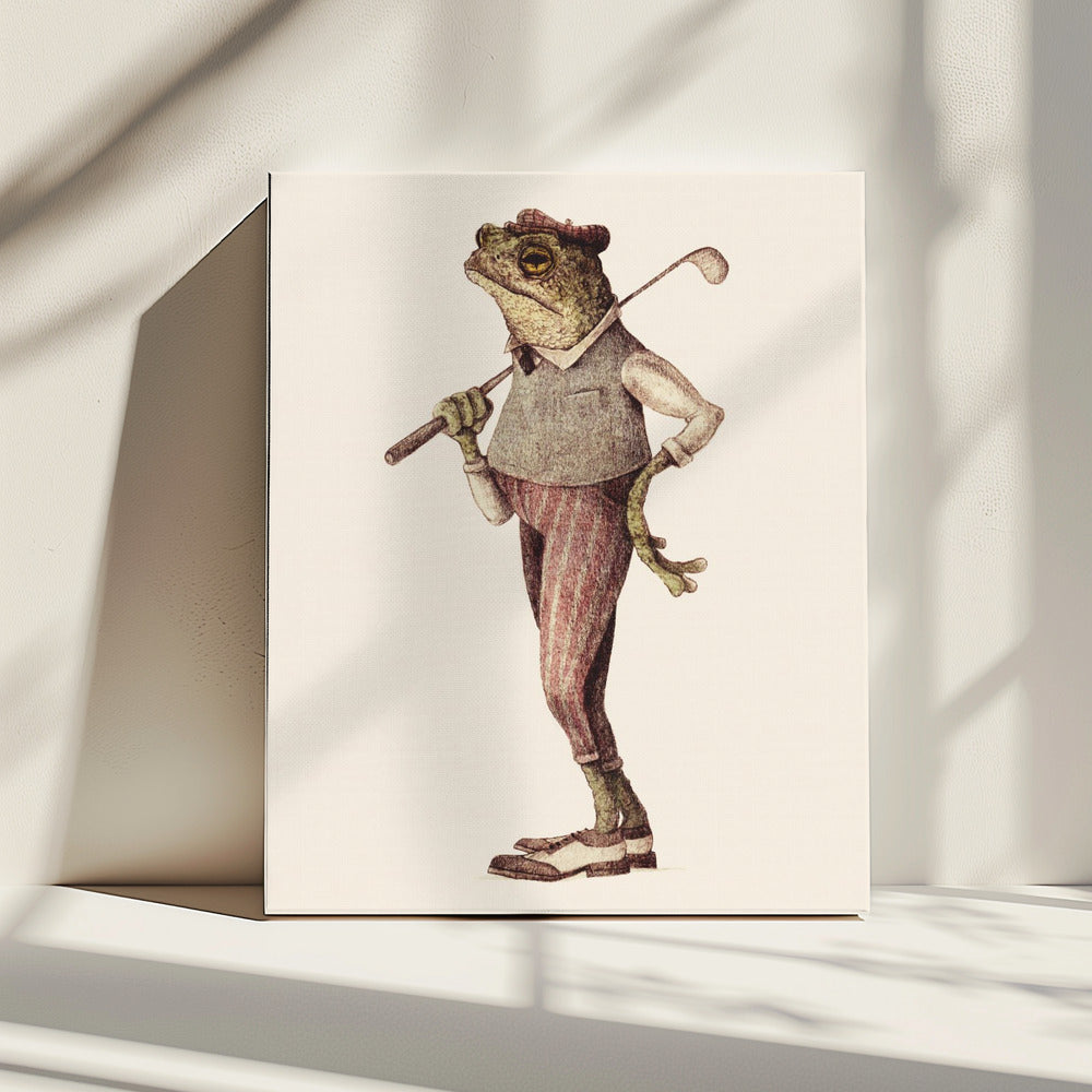 Frog In Vintage Golf Attire | Canvas