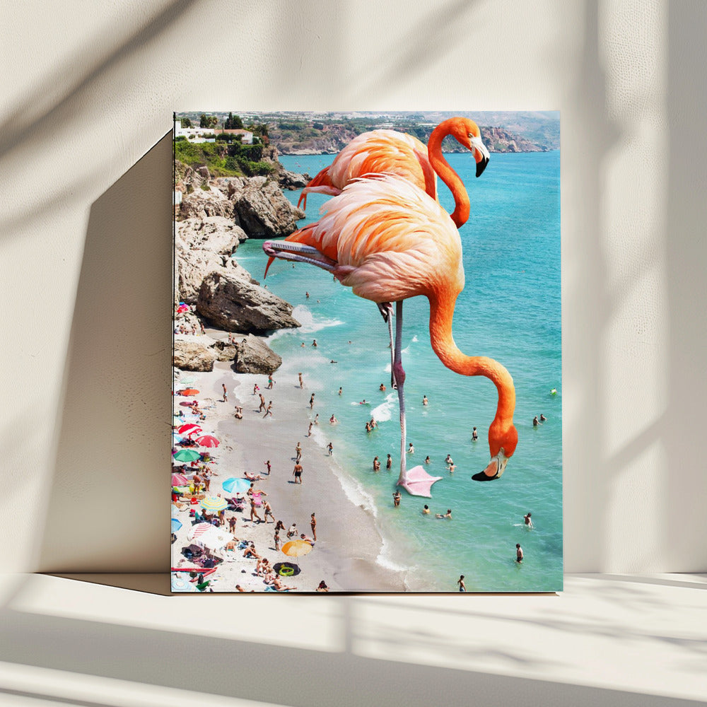Flamingos am Strand | Leinwand