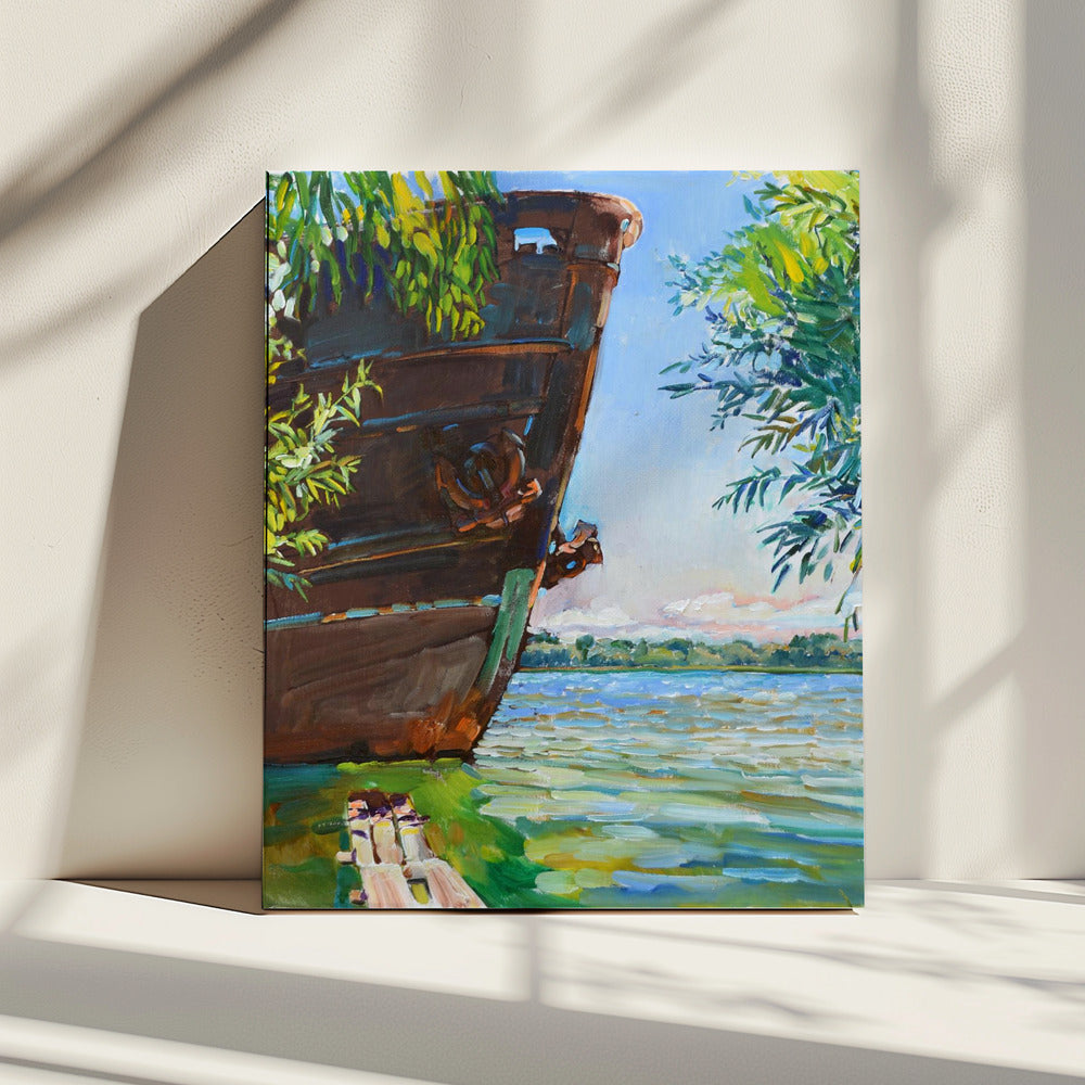 Schiff auf dem Fluss | Leinwand