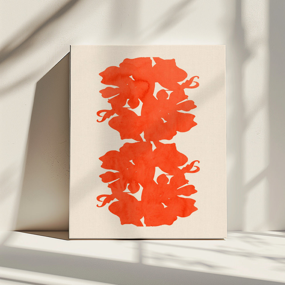 Orange Blumensilhouetten | Leinwand