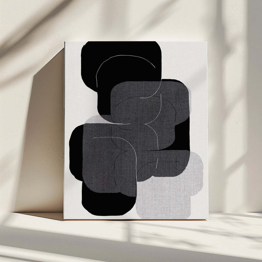 Abstrakte Formen in Schwarz, Grau und Weiß | Leinwand