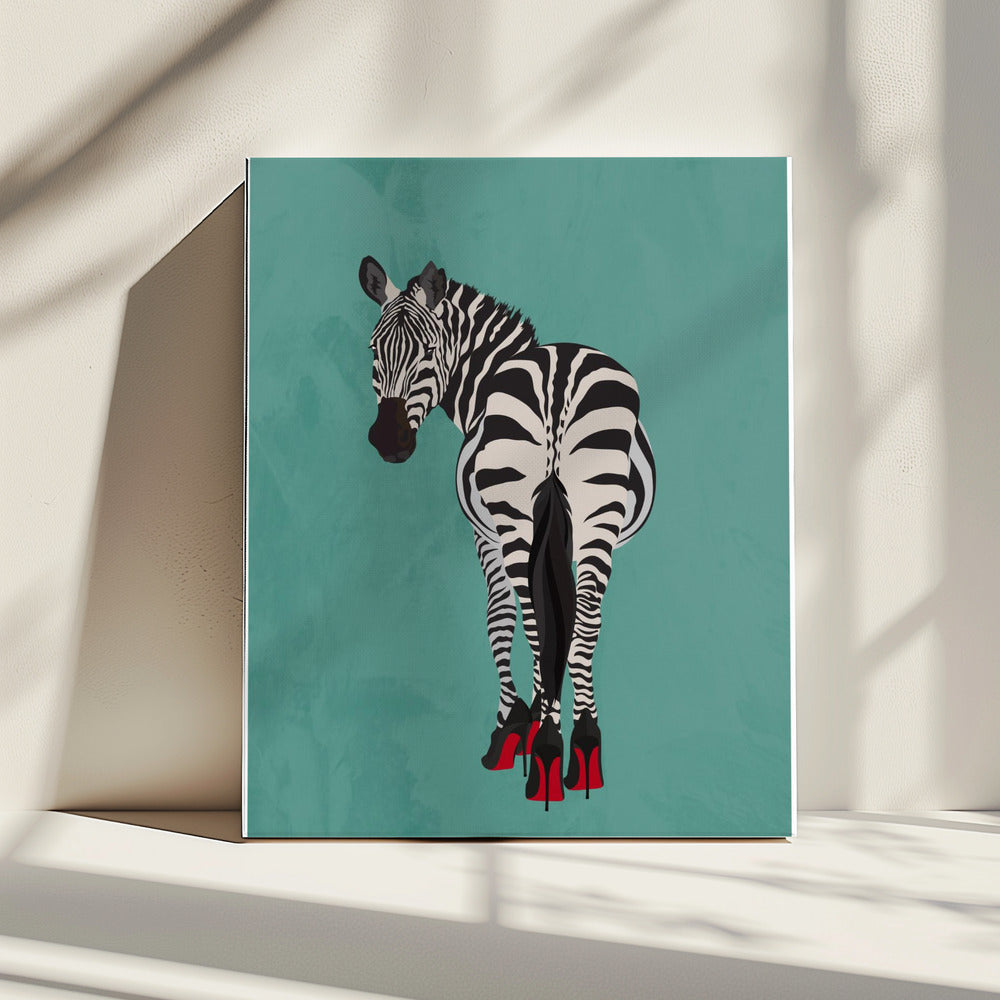 Zebra in High Heels blaugrün | Leinwand