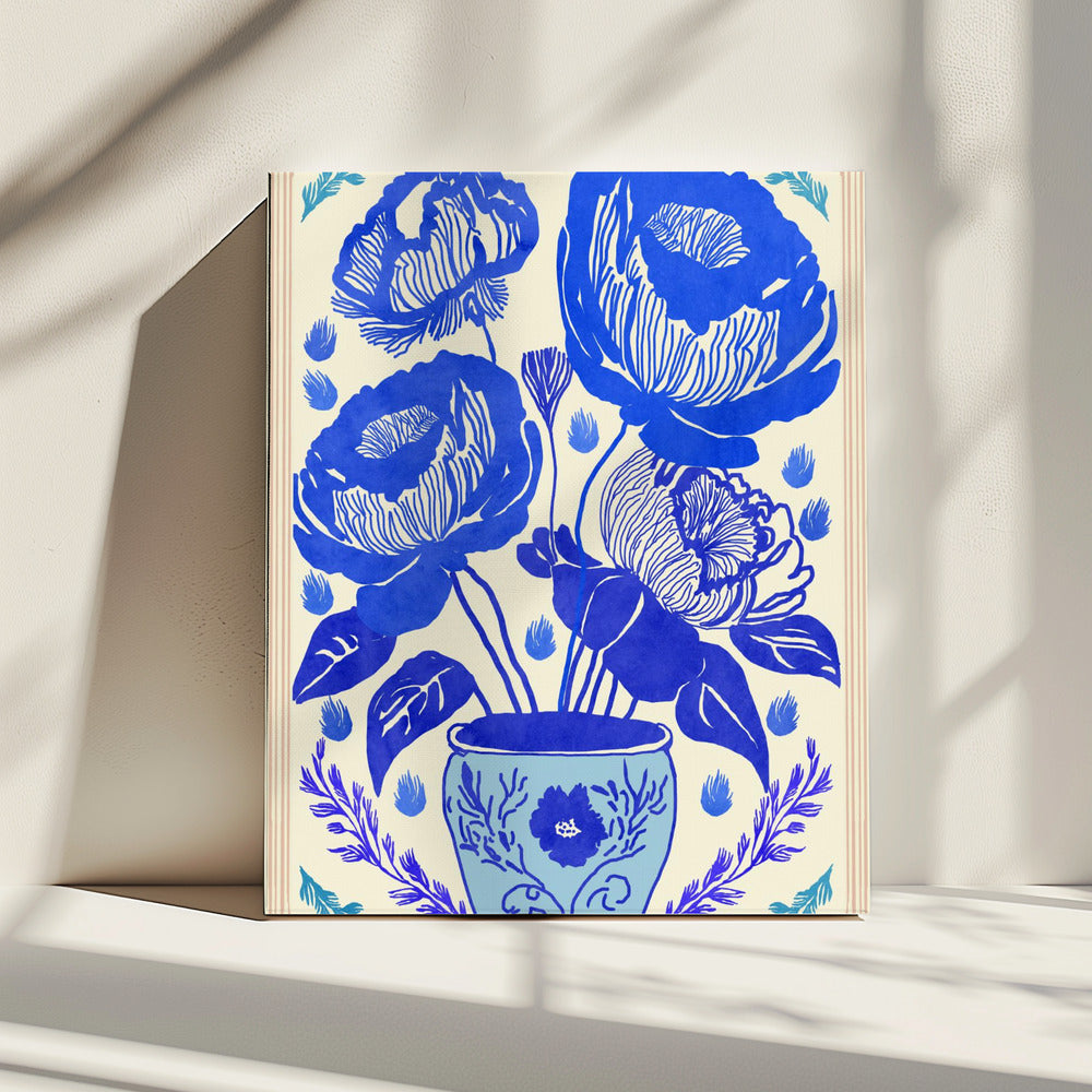 Blaue Blütenvase | Leinwand