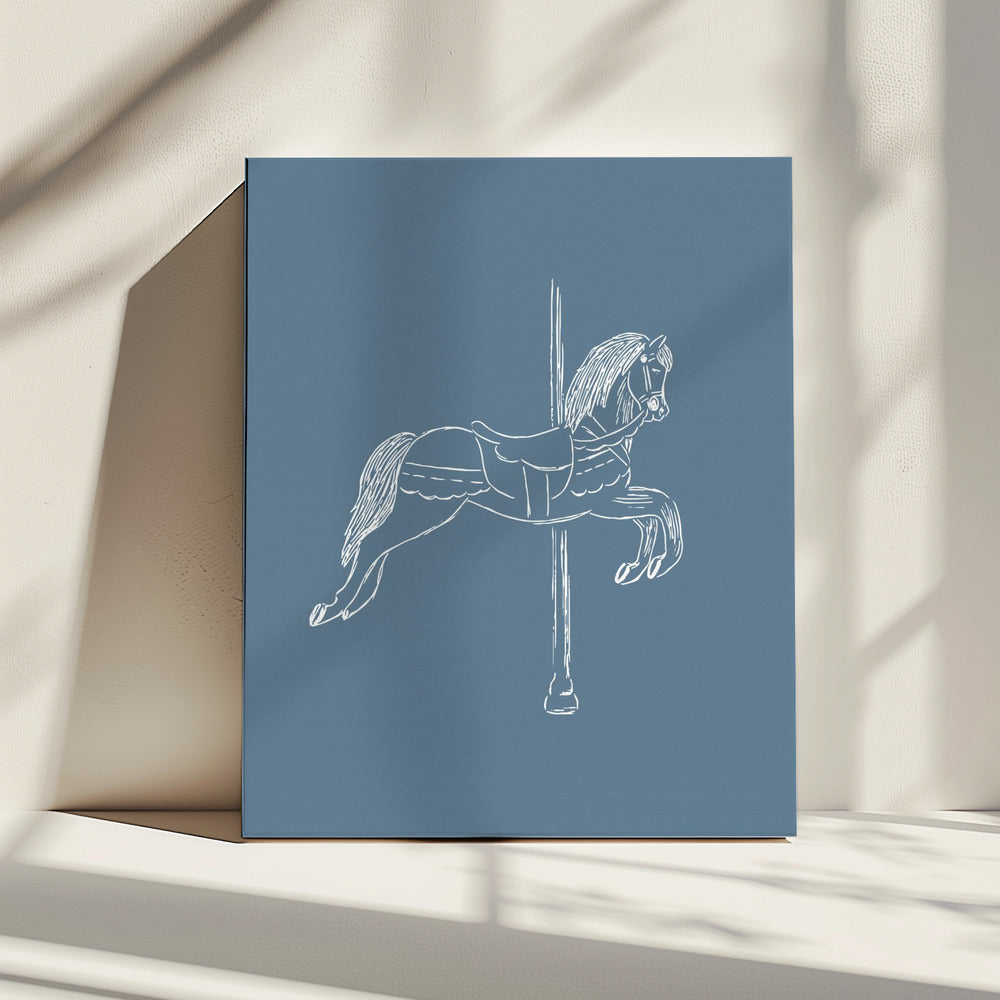 Zirkuspferd Vintage Blau | Leinwand