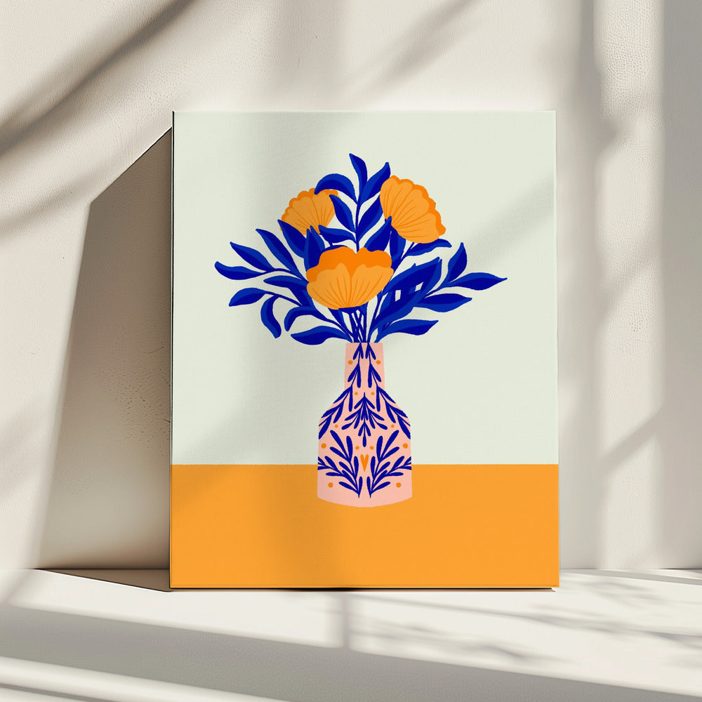 Orange Mohnblumen in einer Vase | Leinwand
