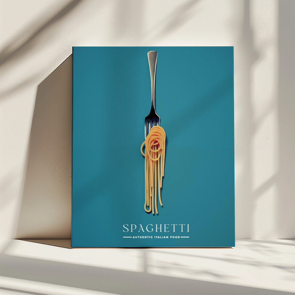 Eine in Spaghetti gewickelte Gabel | Leinwand