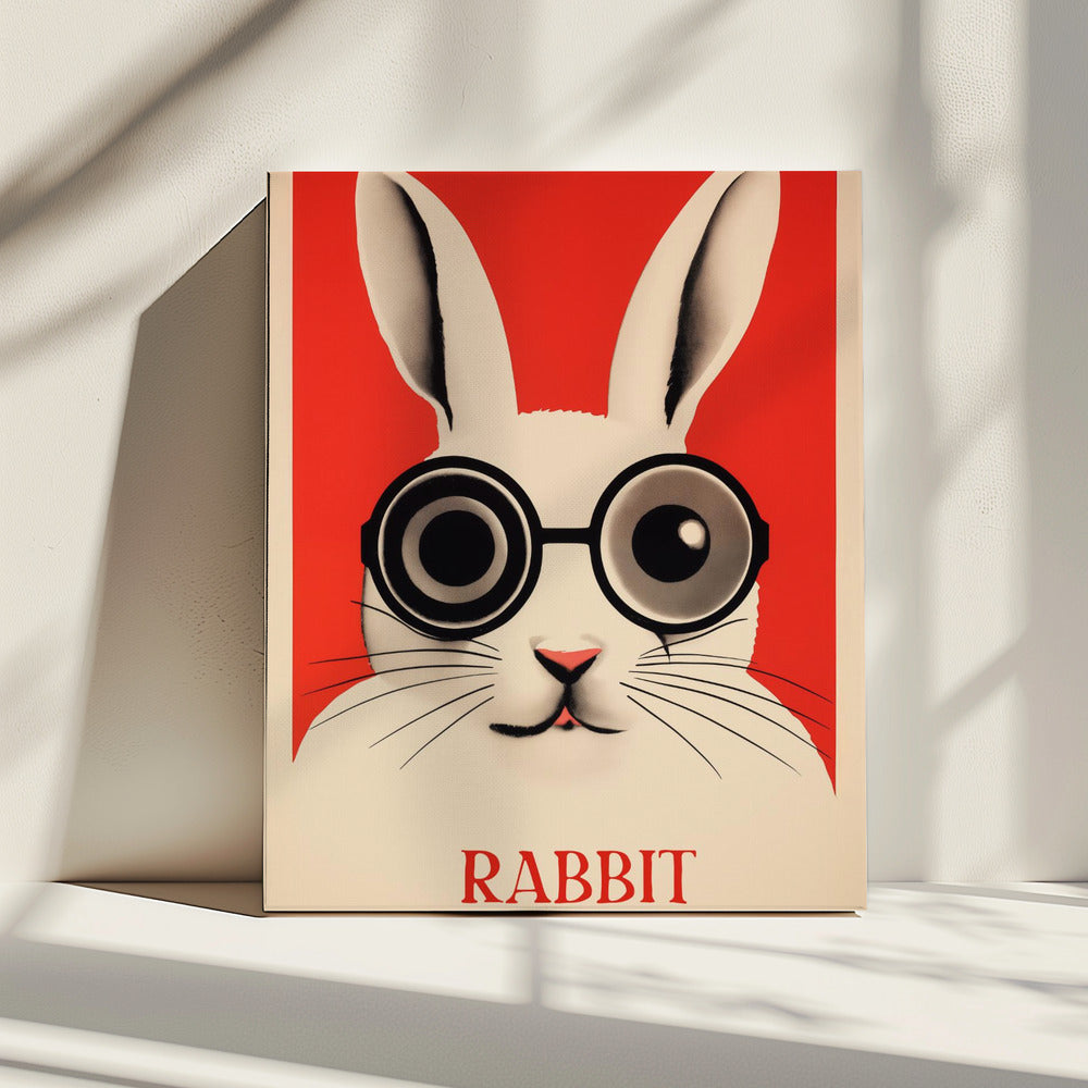 Kaninchen mit übergroßer Brille | Leinwand
