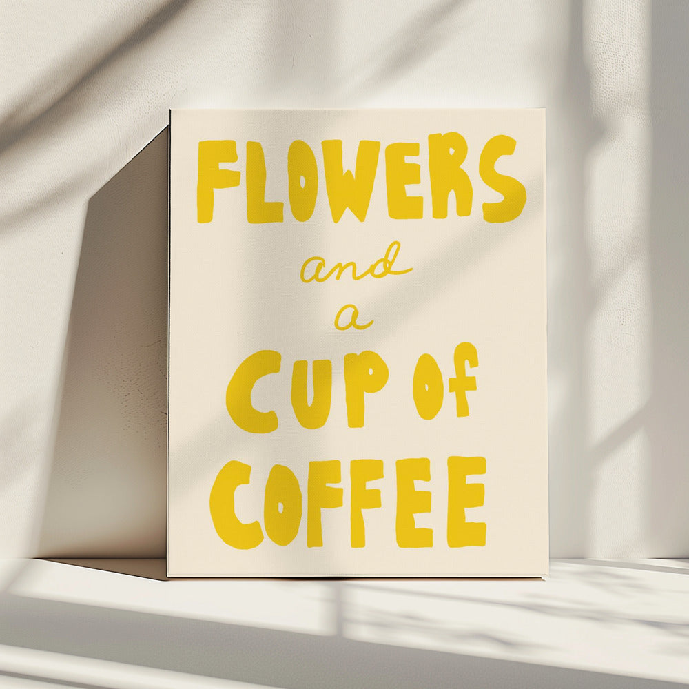 Blumen und eine Tasse Kaffee | Leinwand