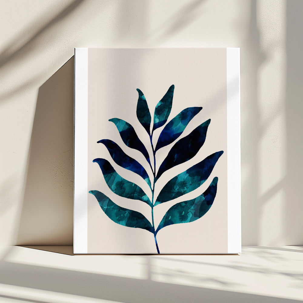 Botanisches Design mit dunkelblauem Aquarell | Leinwand