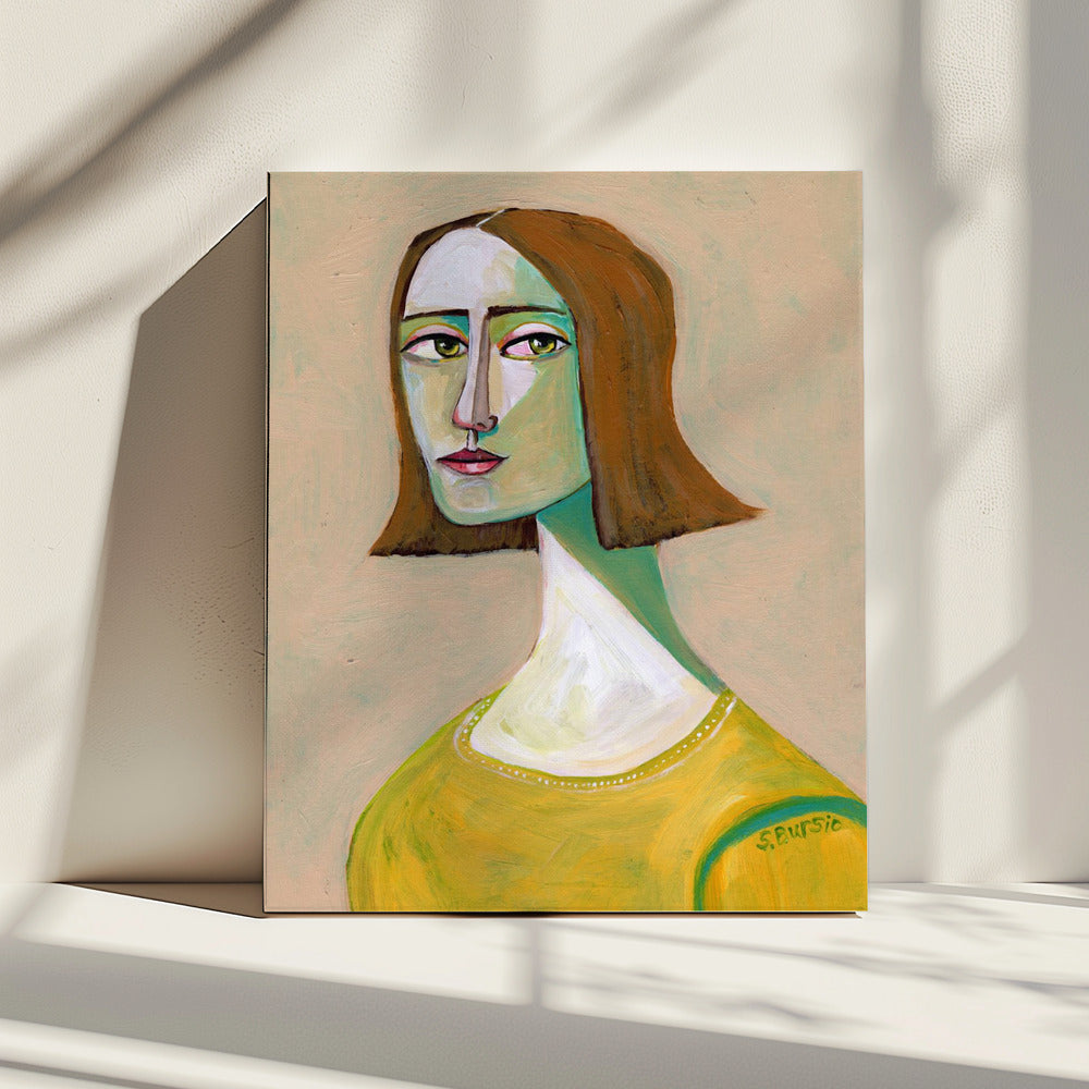 Brünette Dame mit dem Look | Leinwand