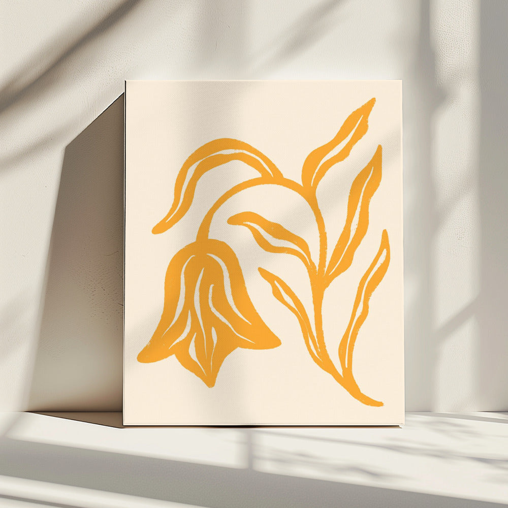 Goldene Blütensilhouette | Leinwand