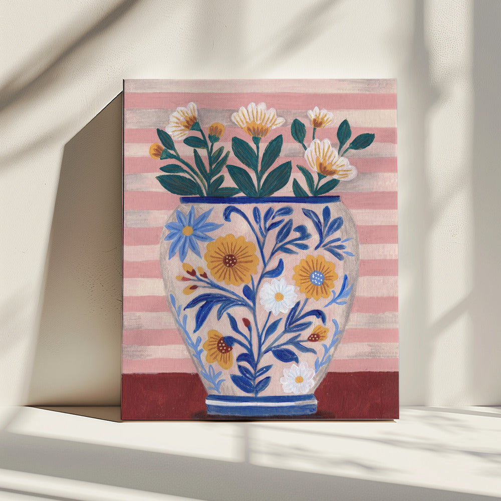 Blumen in Pastell und Streifen | Leinwand