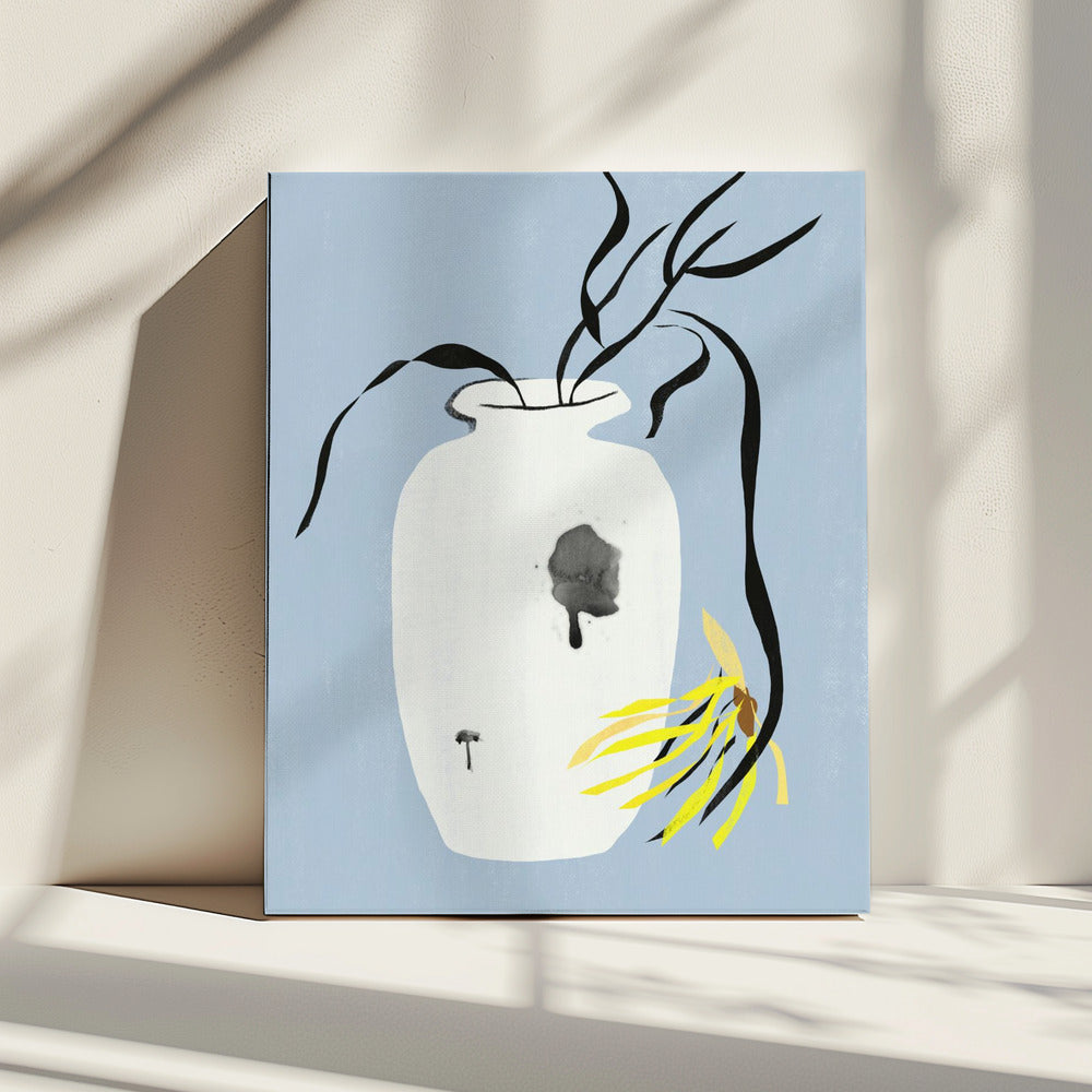 Vase und verwelkte Blüte | Leinwand