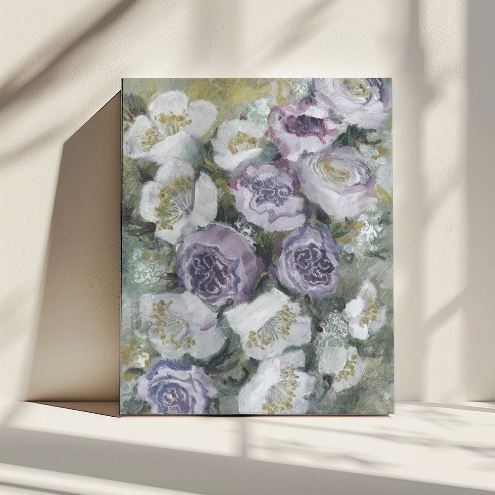 Zarte lila und weiße Blumen | Leinwand
