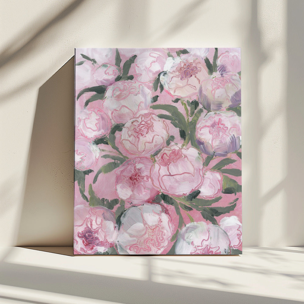 Blumenkomposition aus rosa Pfingstrosen | Leinwand
