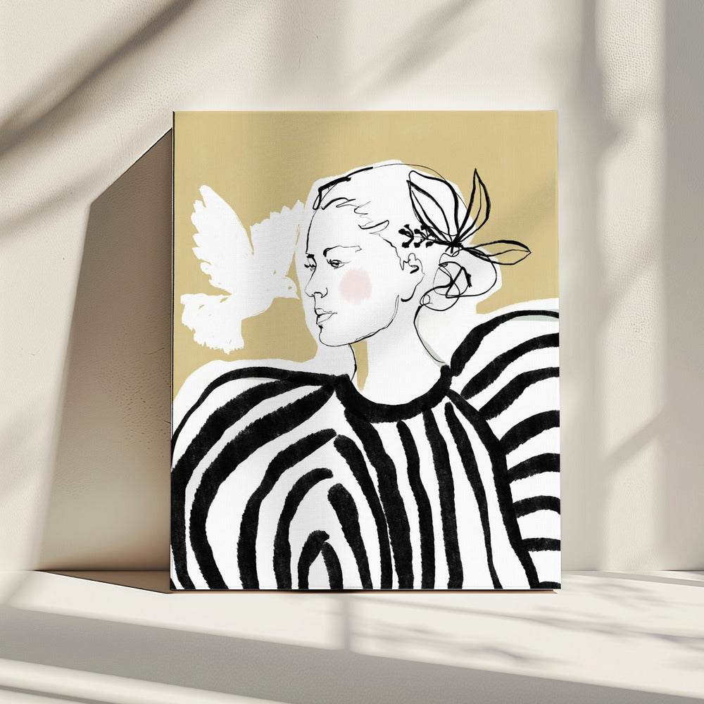 Frauenprofil mit Zebrastreifenmuster | Leinwand
