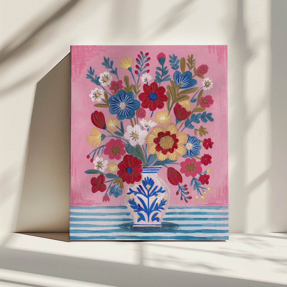 Vase Üppiges Blumenstillleben | Leinwand