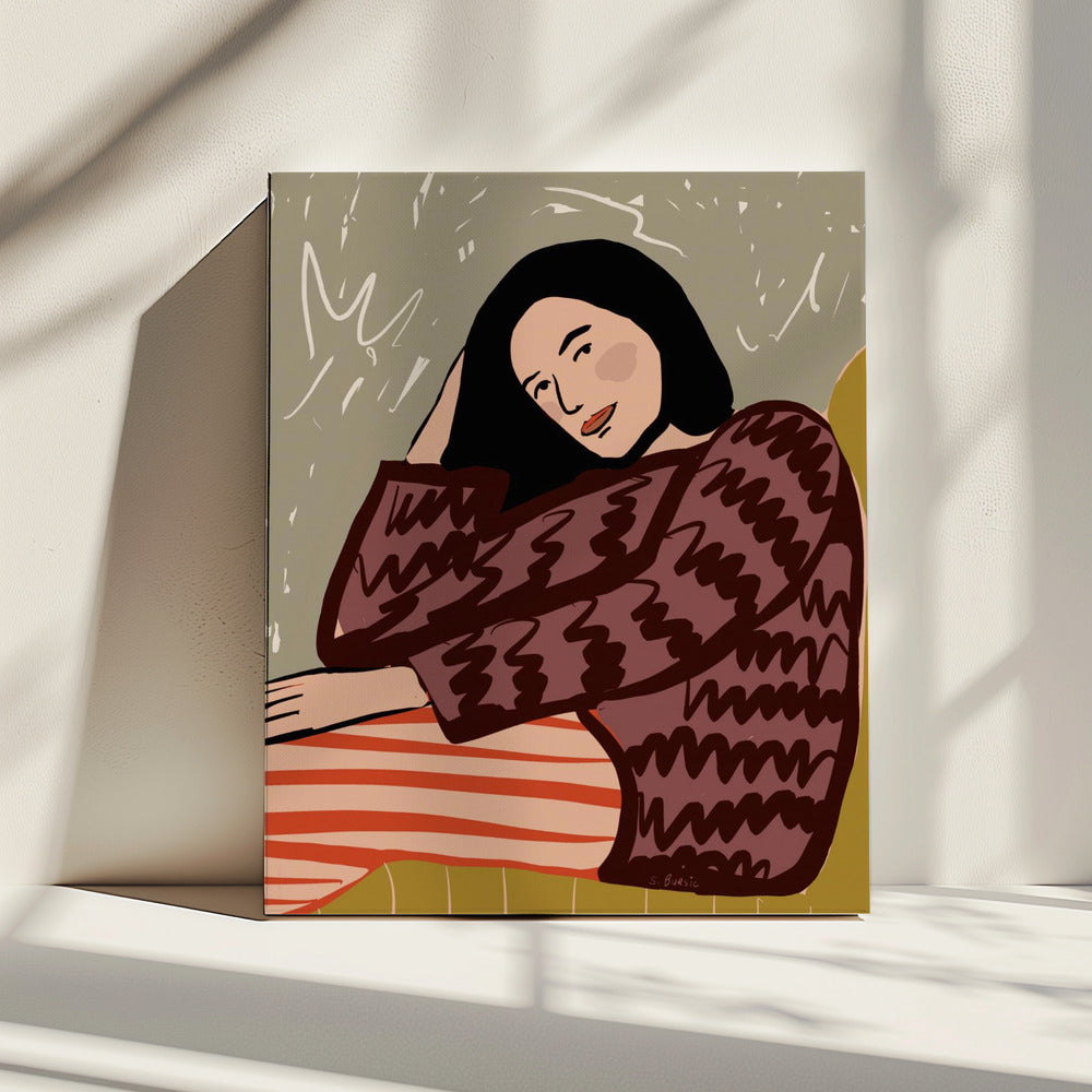 Dame SITZEND | Leinwand