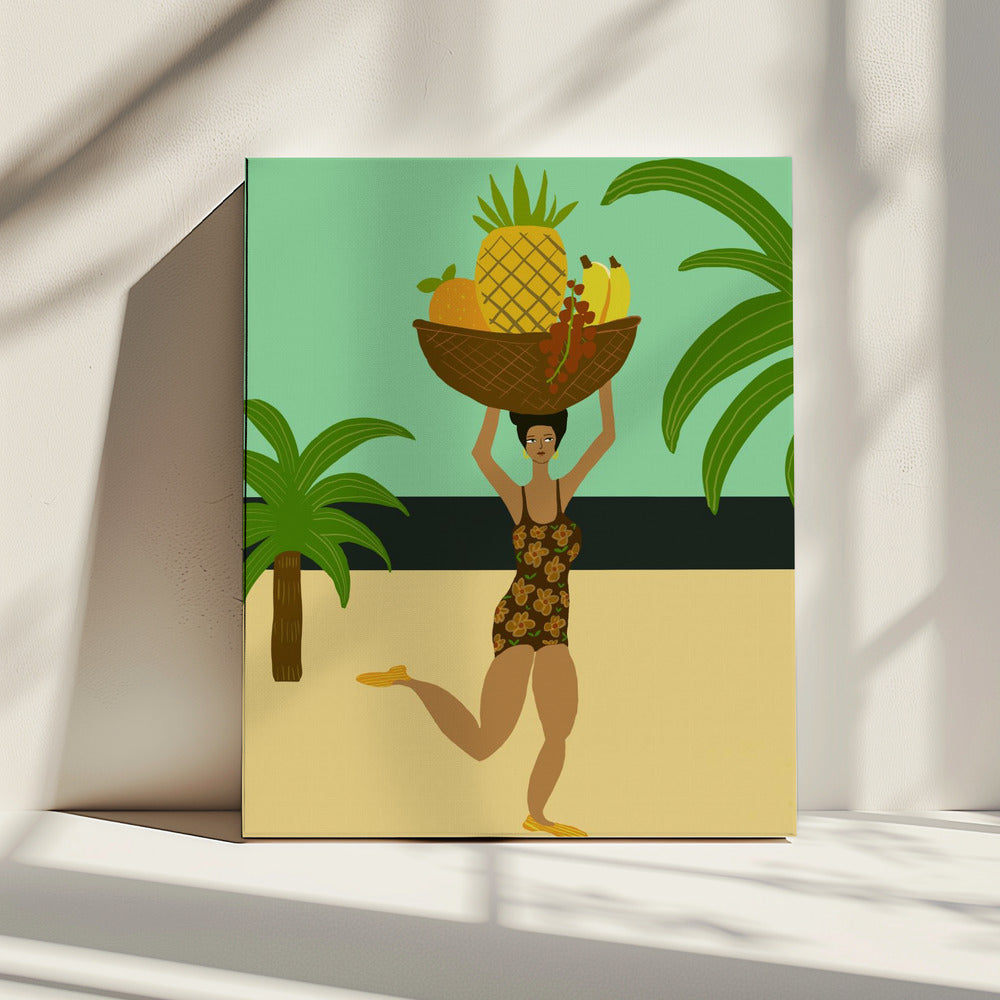 Tropische Früchte am Strand | Leinwand