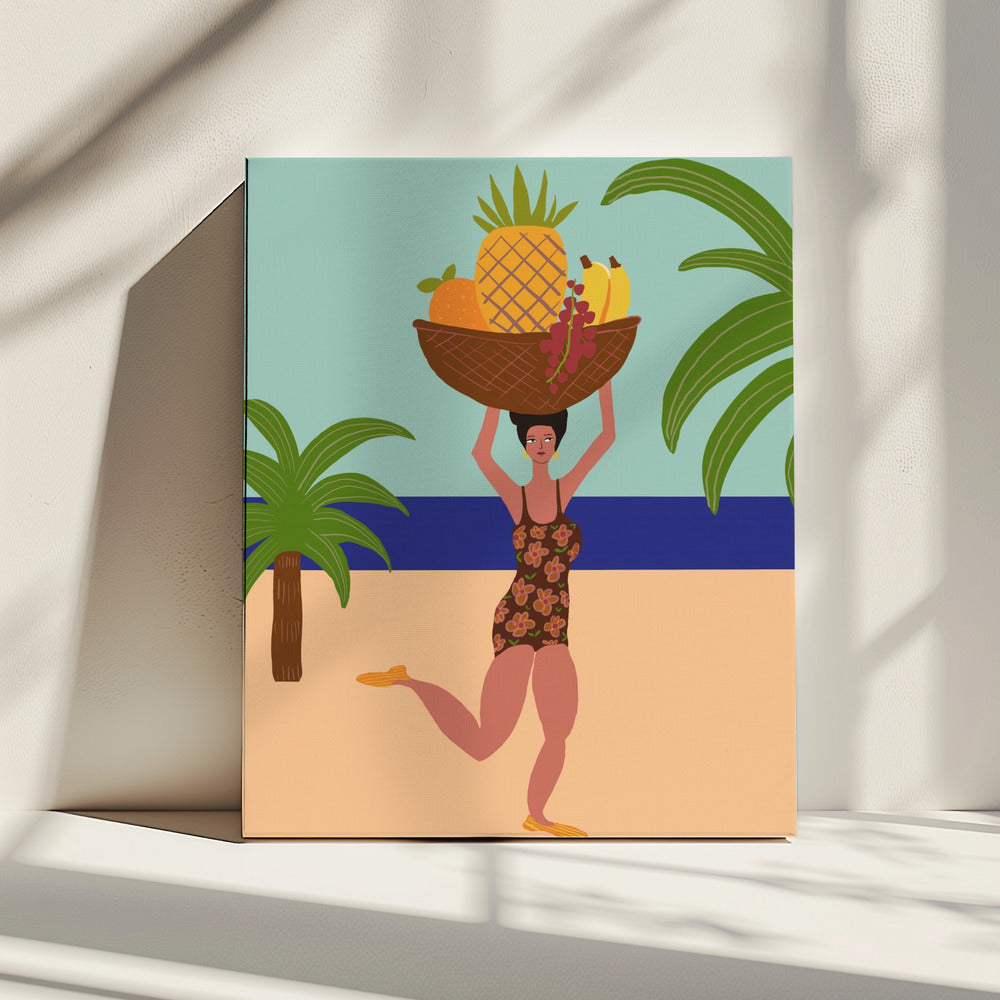 Tropische Früchte am Strand | Leinwand