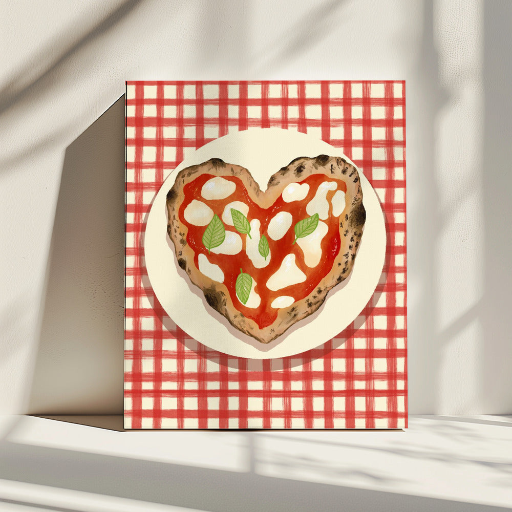 Pizza Herz kariert | Leinwand