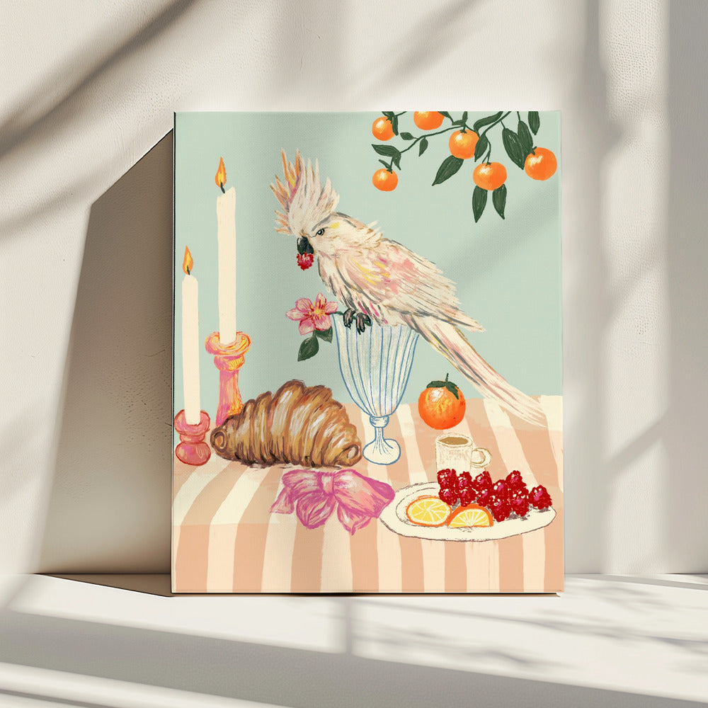 Frühstück mit Vogel | Leinwand