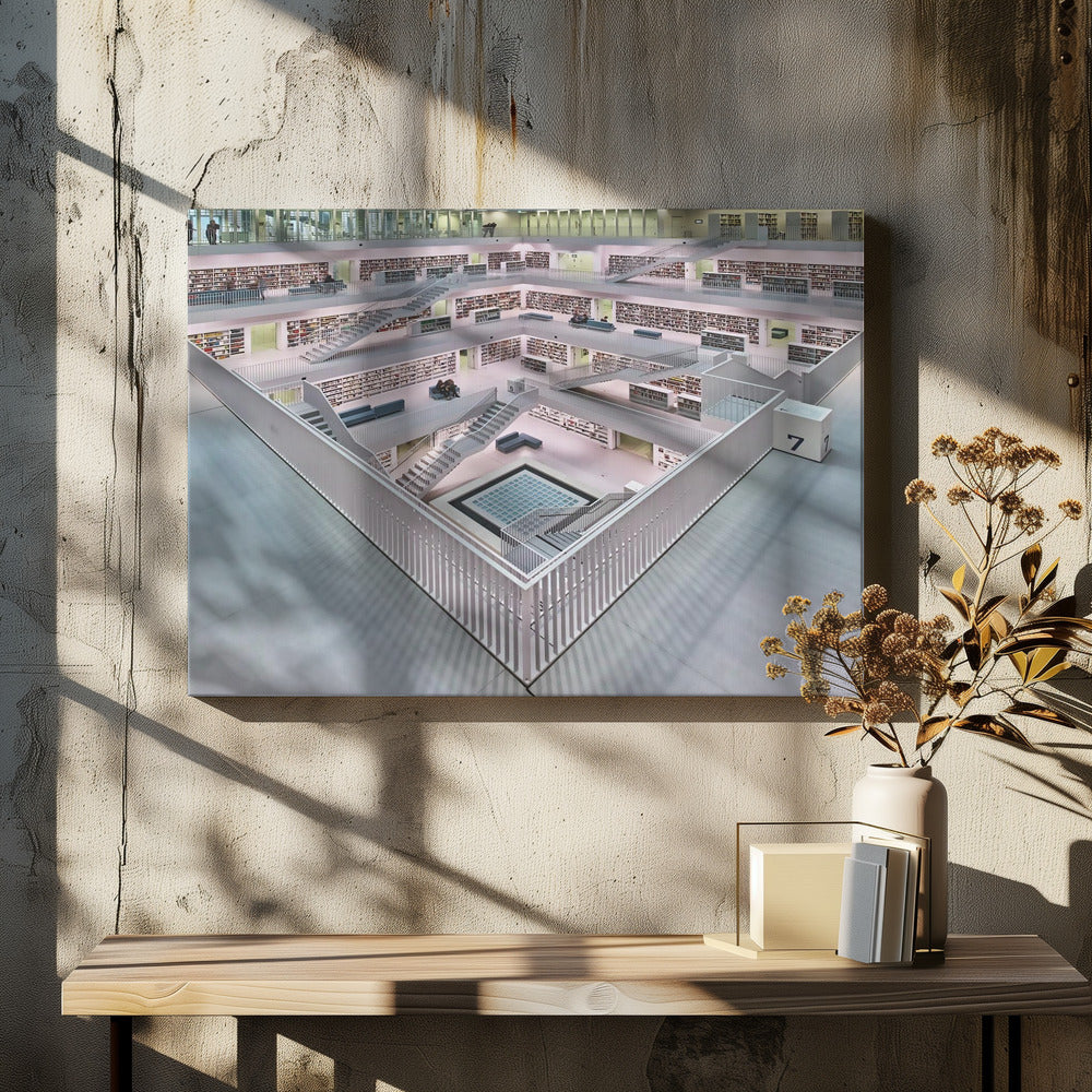 Stadtbibliothek Stuttgart Innenraum I | Leinwand