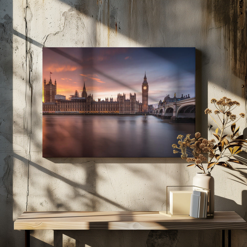 London Palace of Westminster Sonnenuntergang | Leinwand