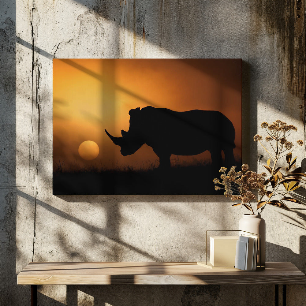Nashorn Sonnenaufgang | Leinwand