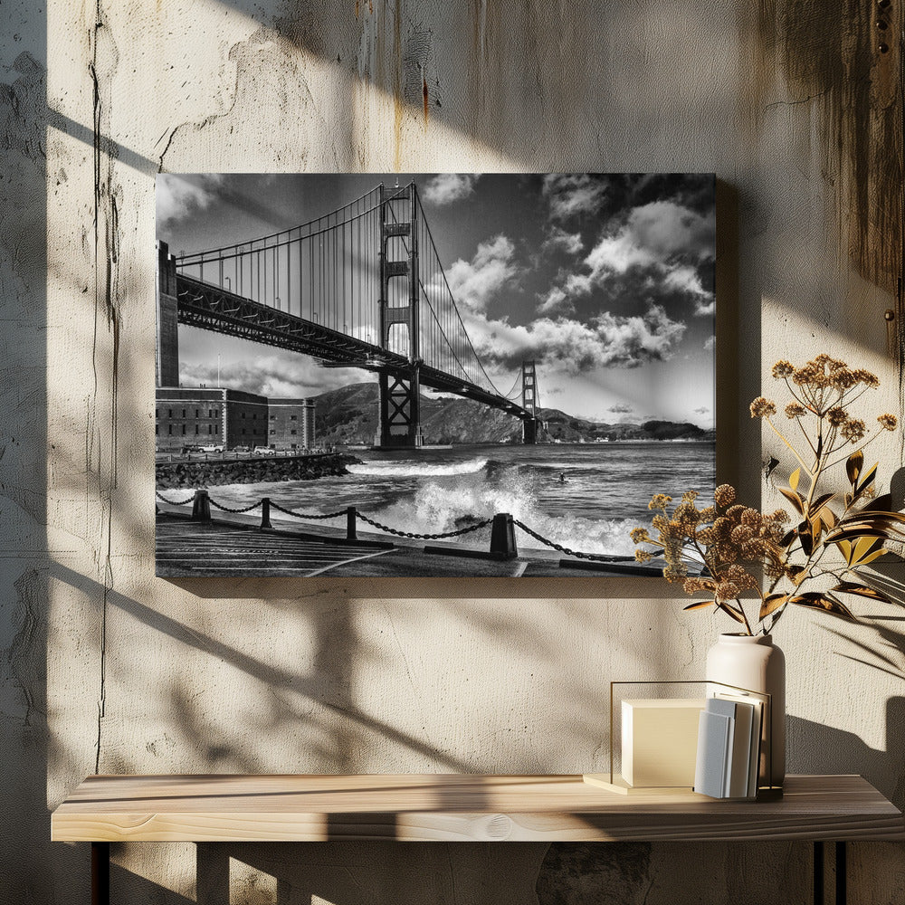 Surfen unter der Golden Gate Bridge | Leinwand