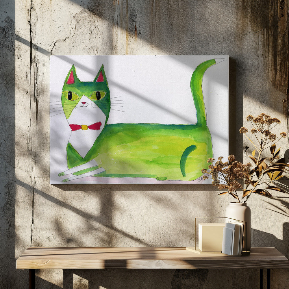 Die grüne Katze | Leinwand