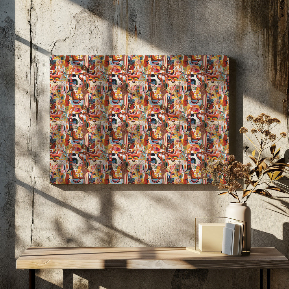 Lebendiger Mosaikfluss | Leinwand